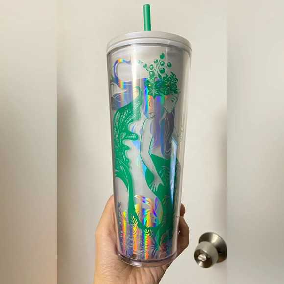 New Starbucks 2022 Holiday Siren Mermaid Iridescent Pearl Venti 24oz Tumbler - Picture 1 of 5